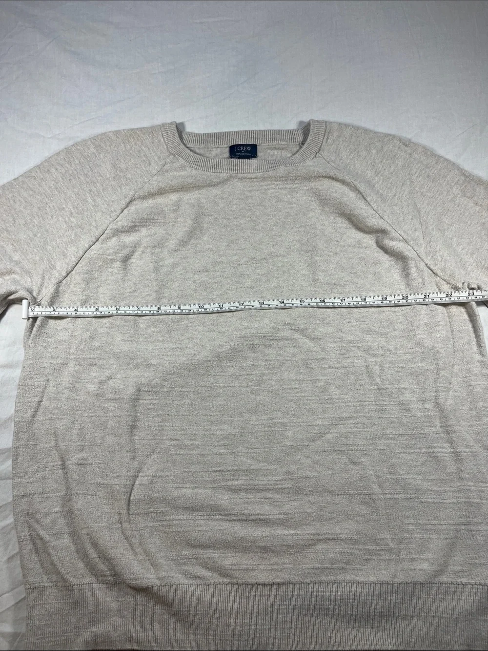 J. Crew Men’s Raglan Budded Crewneck Sweater Size Large in Cream Indie Fisherman